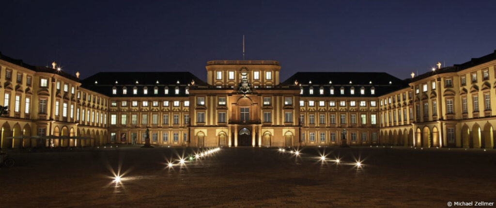 The university at night.