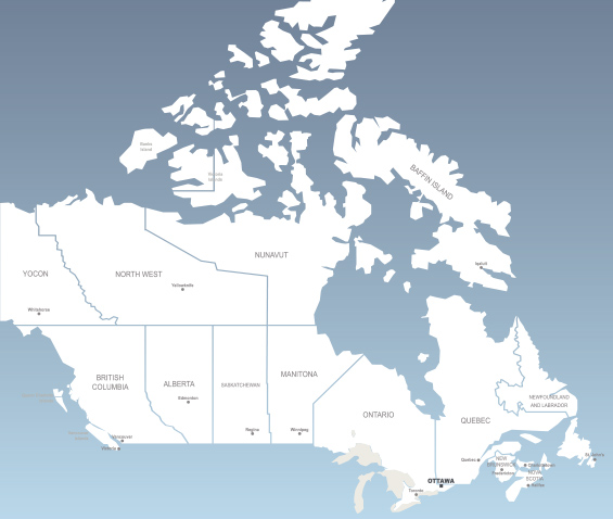 map of Canada with its provinces